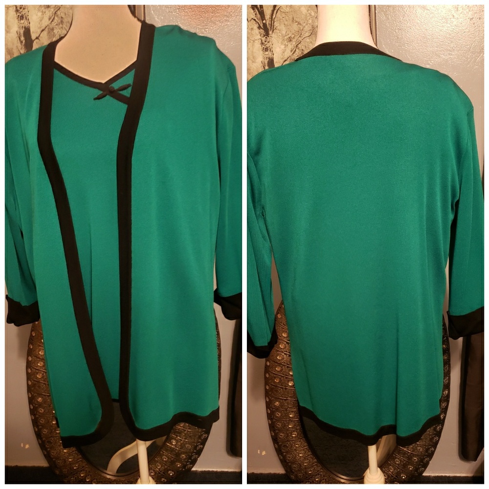 Vintage green blouse+cardigan set!